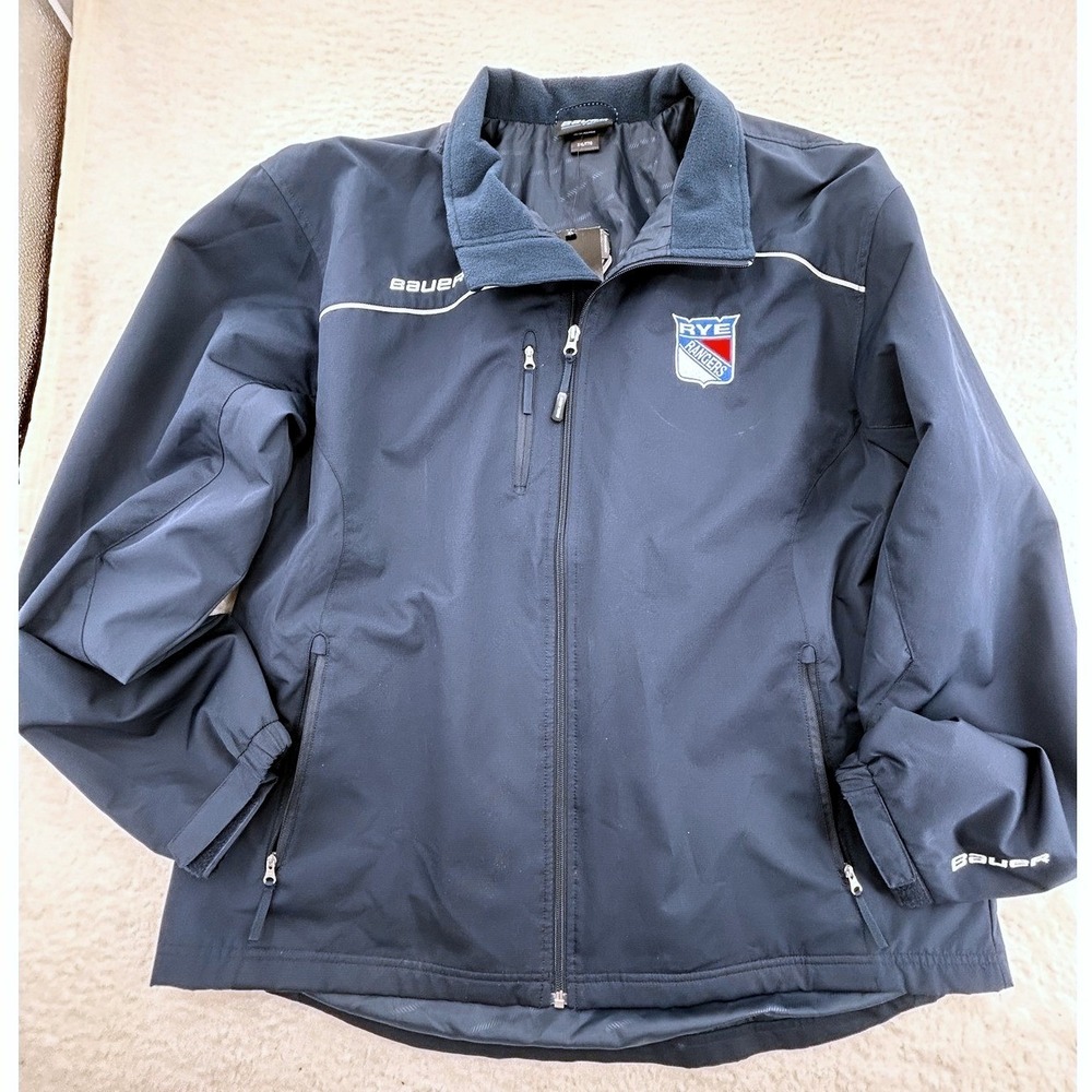NEW Bauer Team Rye Ranger Hockey Jacket Navy Blue Full Zip Men XXL 3M Scotchgard